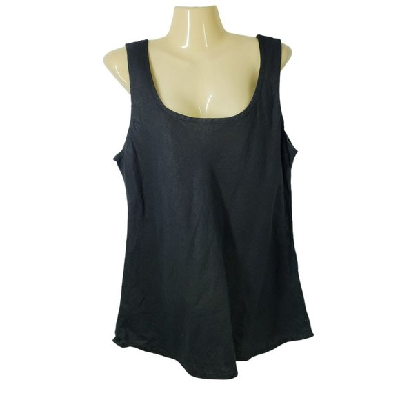 Flax Fundamental Black Tank Top Linen Women's Size Medium - Picture 8 of 9